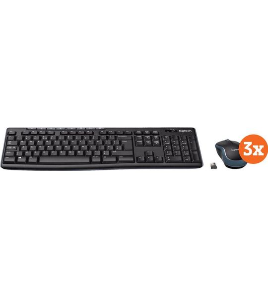 Logitech MK270 Draadloos Toetsenbord en Muis QWERTY 3-Pack