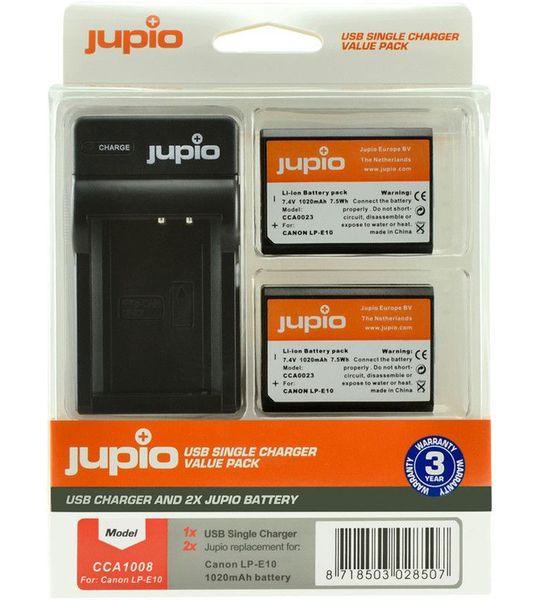 Jupio Kit: Battery LP-E10 (2x) + USB Single Charger