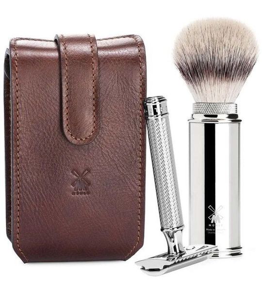 MÜHLE -Scheerset -Safety Razor -Lederen Case -Bruin