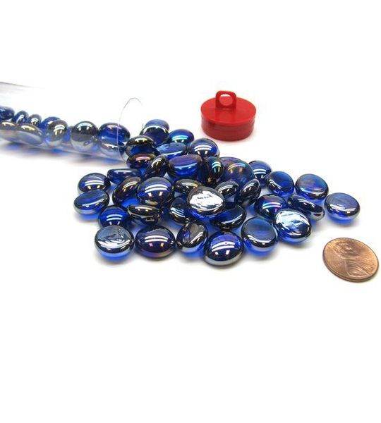 Chessex Glass Gaming Stones - Crystal Dark Blue Iridized (40+)