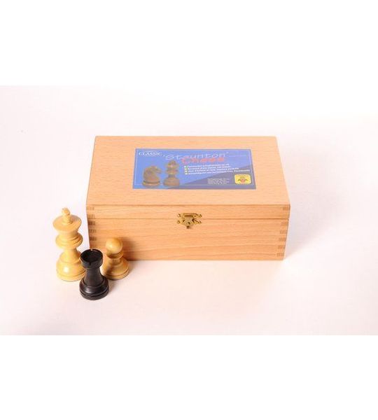 CHESSMEN POLISHED BOXWOOD BLACK/NATURAL - KING 76 MM