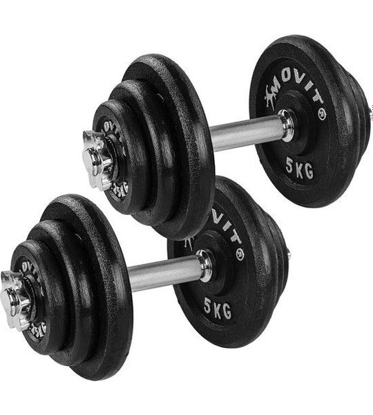 MOVIT® Dumbellset 40 kg - 2 x 20 kg - Halterset - Gietijzer - Zwart - 30 mm