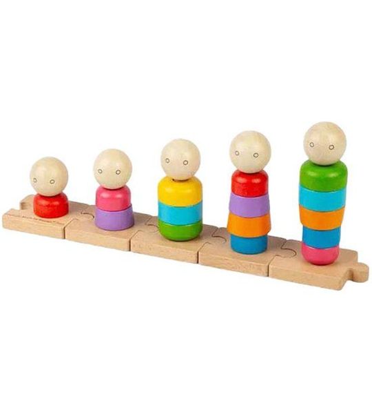 Bigjigs Houten Regenboogfamilie Stapelspeelgoed, 25dlg.