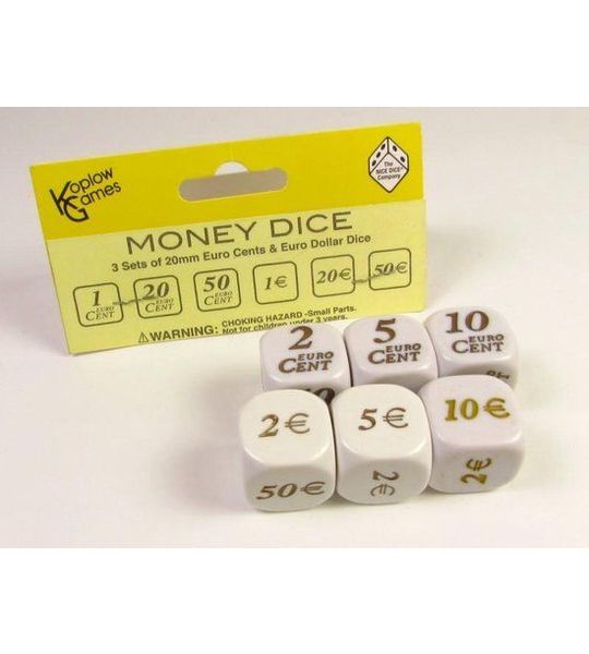 Euro dice set - dobbelstenen met valuta/geld waarden