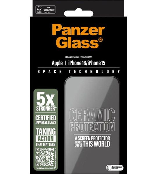 PanzerGlass Ultra-Wide Fit Apple iPhone 16 Screenprotector Ceramic