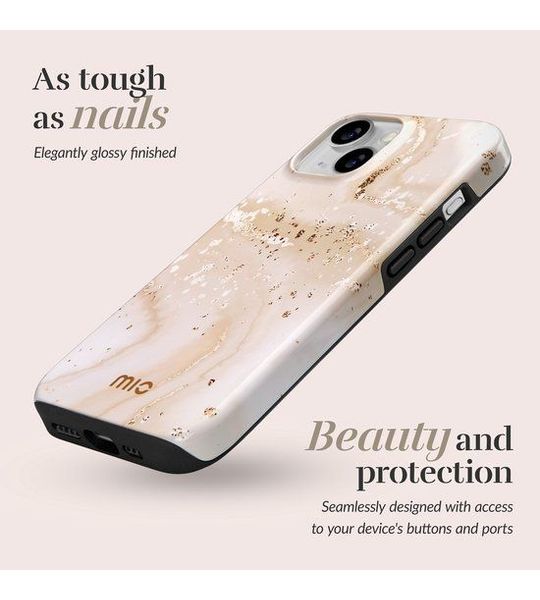 MIO By Mobilize Magsafe Compatible Telefoonhoesje Voor Apple Iphone 16 Gold Marble