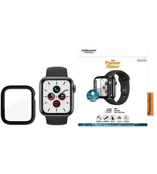 PanzerGlass Antibacteriële Zwarte Full Body Screenprotector Apple Watch Series 4/5/6/SE 40 mm