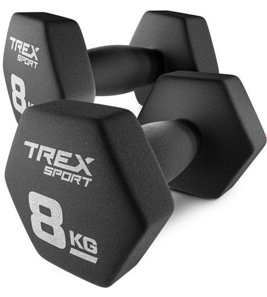 Trex Sport TX-080VD - Dumbbellset - Vinyl - Zeshoekig - 2×8 kg
