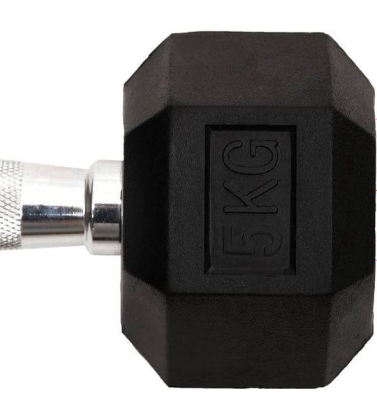 The Living Store Dumbbell - Halters Black - 5 kg - Rubber Coated