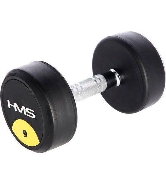 HMS HG PRO - Rubber Dumbbell - 9 kg - Chromen Staal - Antislip Grip