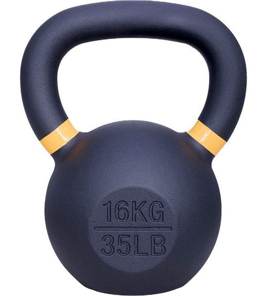 ForzaFit Kettlebell 16 kg - Gietijzer Kettle bell - Zwart met Geel - 35 LB