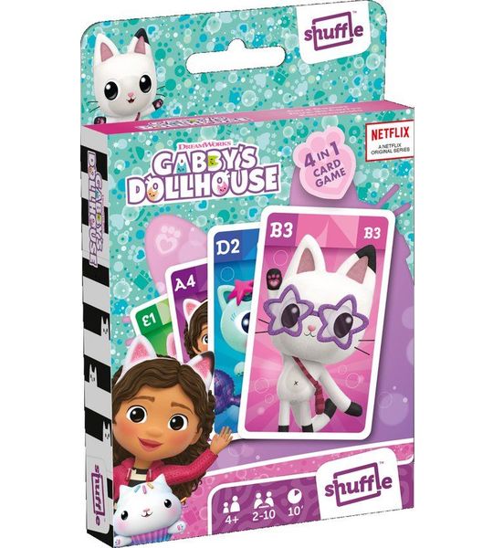 Shuffle Gabby's Poppenhuis 4 in 1 Kaartspellen (Kwartet, memo, snap, actiespel)