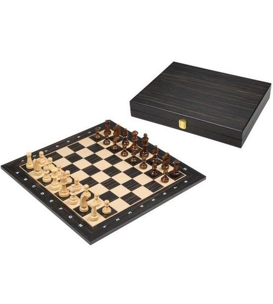 Philos schaakset toernooi zwart met houten doos voor schaakstukken.