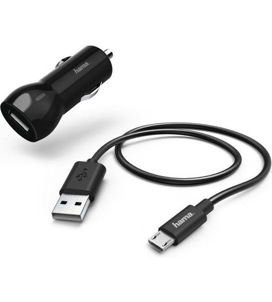 Hama 183246 Autolader Set microUSB 2.4A Zwart