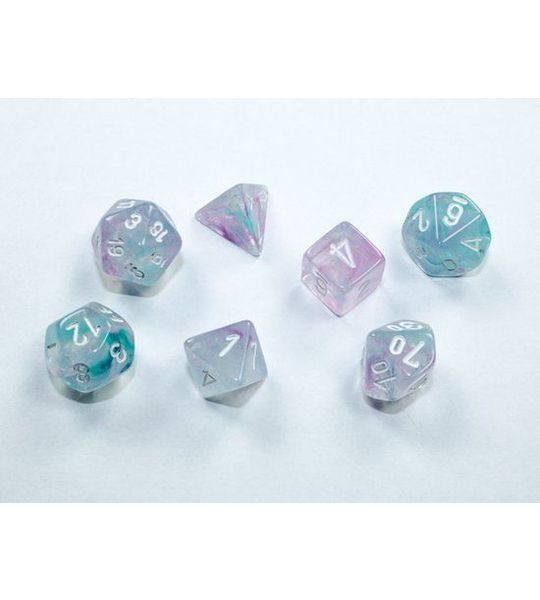 Chessex Nebula Mini-Polyhedral Wisteria/white Dobbelsteen Set (7 stuks)