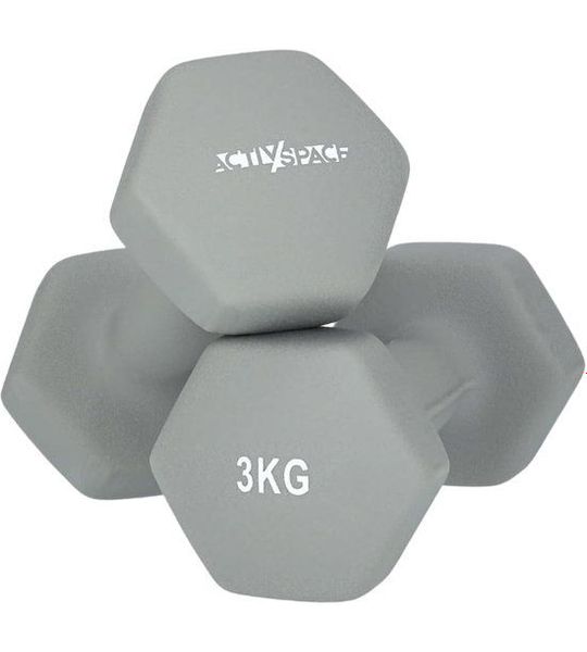 Activ Space - Neopreen Hantelset - 3kg - Grijs - Antislip