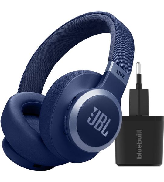 JBL Live 770NC Blauw + BlueBuilt Quick Charge Oplader met Us