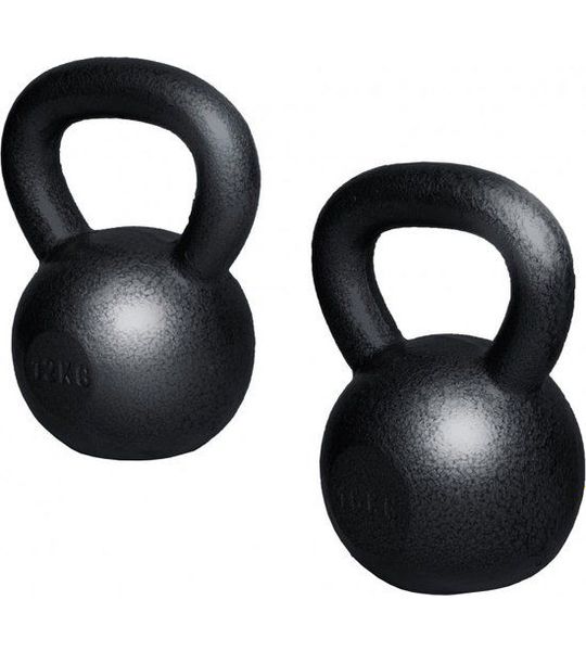 Gorilla Sports Kettlebell set van 2 - 12 en 16 kg - Gietijzer - Zwart