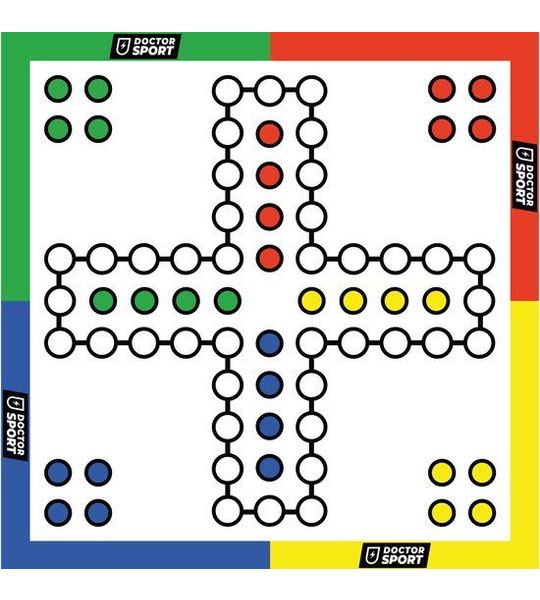 LUDO XXL - 100 x 100 cm - PVC-Zeil met Dobbelstenen en Pionnen - 4 Personen