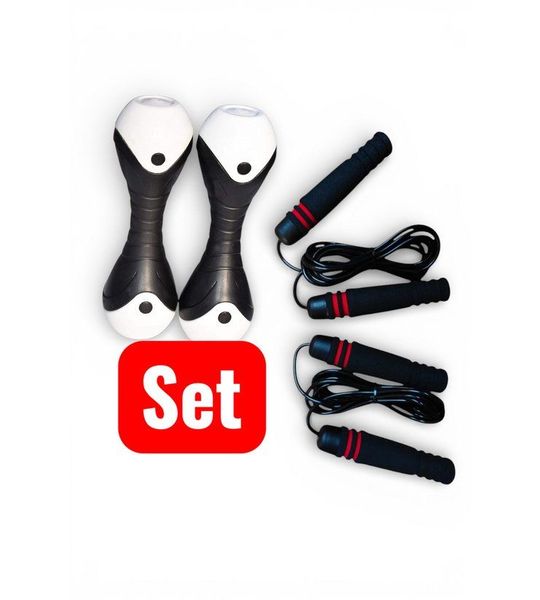 Set 2x 3 kg dumbbells en 2x springtouw - sport en fitness - buitensporten