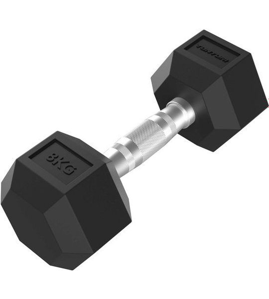 Tunturi Platinum Hexa Dumbbell - Rubber - 1x 8kg - Zwart