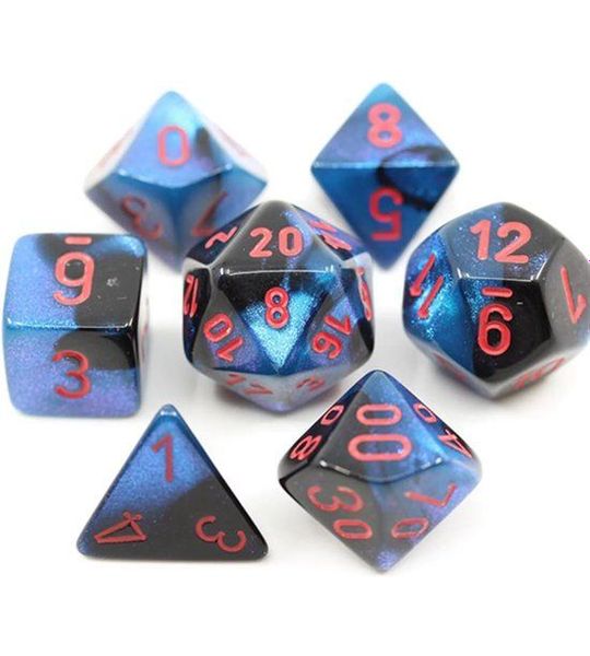 Chessex Gemini® Mini-Polyhedral Black-Starlight™/red 7-Die Set