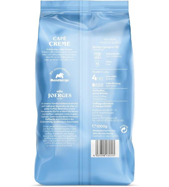 Kaffee Joerges Gorilla Cafe Creme Koffiebonen