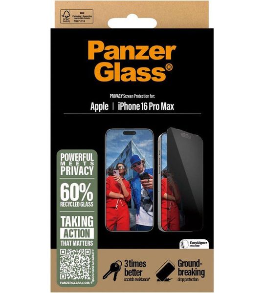PanzerGlass Privacy Ultra-wide Fit Screenprotector Voor Apple Iphone 2024 6.7'' Pro Transparant