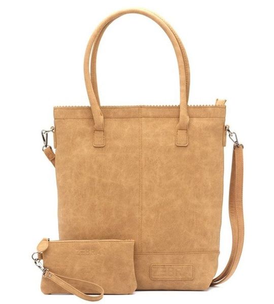 Zebra Natural Shopper met rits Camel