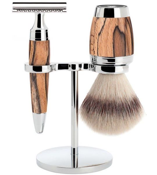 MÜHLE -Scheerset 3-delig Stylo - Spalted beech Saf.Razor