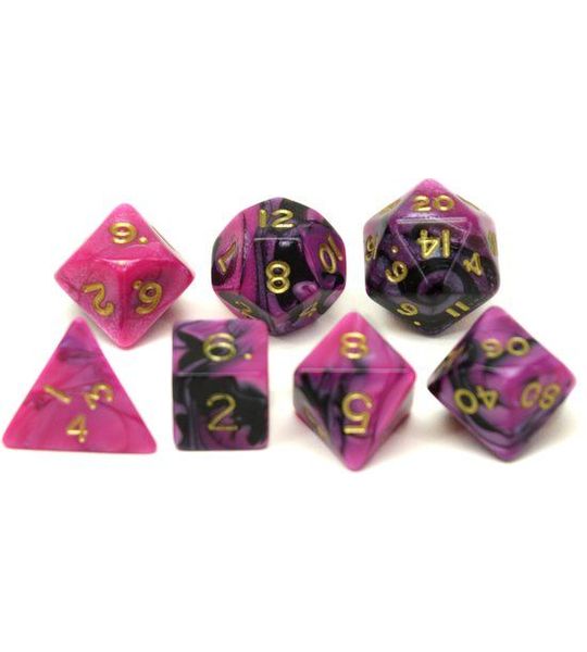 Hot Games Toxic Paars / Zwart Dobbelsteen Set (7 stuks)