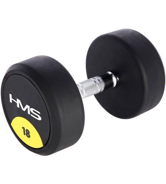 HMS HG PRO Serie - Rubber Dumbbell - 18 kg - Ronde Vorm - Antislip Greep