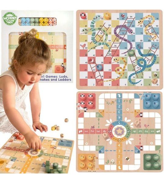 WOOPIE – 2 in 1 Bordspel – Mens-erger-je-niet & Slangen en Ladders