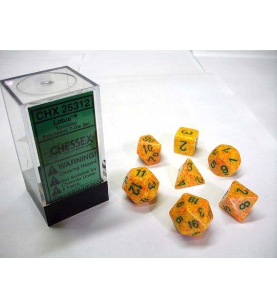 Chessex dobbelstenen set, 7 polydice, Speckled Lotus