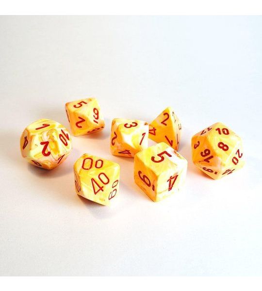 Polydice 7 Dobbelstenenset Festive Sunburst Red