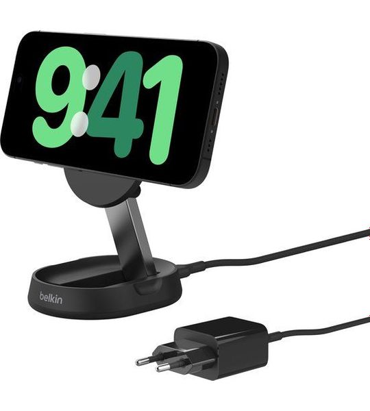 Belkin Boost Charge Pro MagSafe en Qi2 Draadloze Oplader 15W Zwart met Standaard