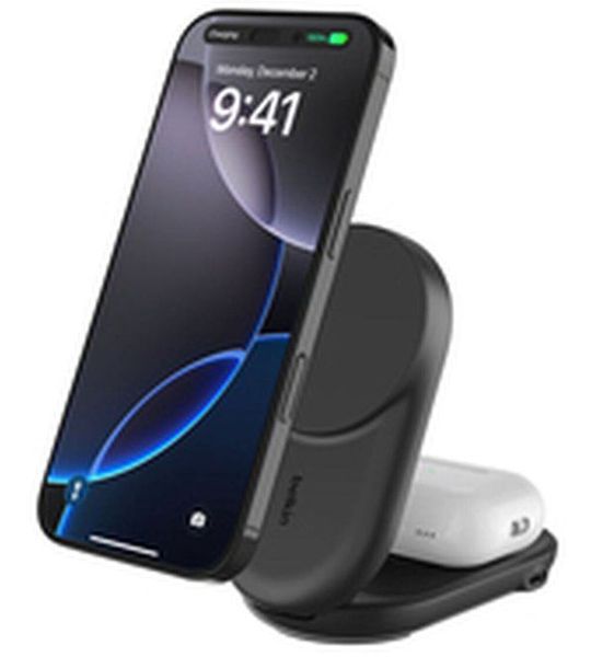 Belkin Ultracharge 25w Qi2 2-in-1 Magnetische Draadloze Lader Met Usb-c-poort – Zwart Oplader