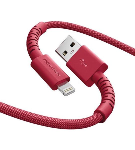 Fresh 'n Rebel Flexwave Silicone Braided Usb-a Naar Lightning Usb-kabel 2 M Berry Red