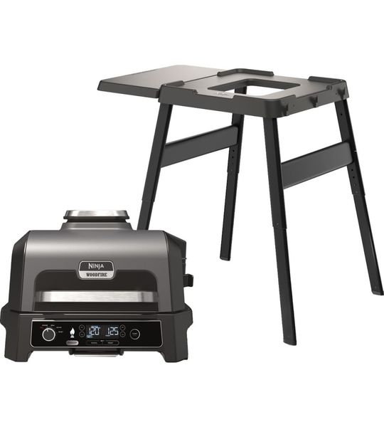 Ninja Woodfire Elektrische BBQ Grill en Smoker OG850EU + Ninja Woodfire Standaard