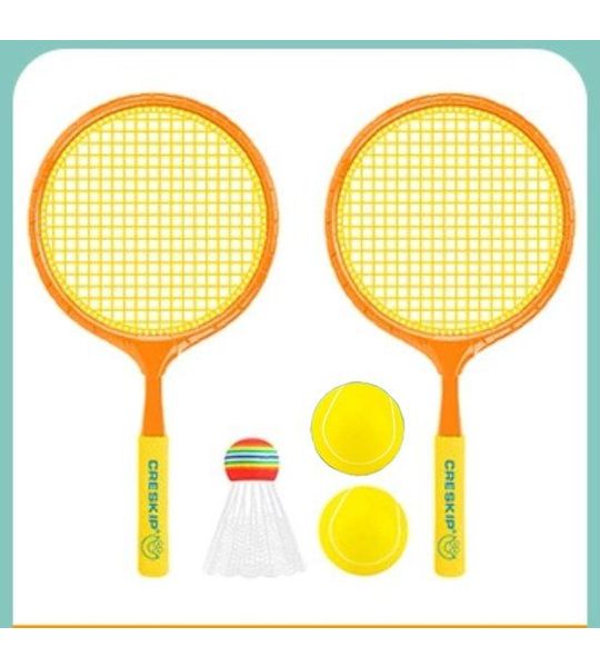 Kindertennisset - Met bal -oranje - Geschikt vanaf 3 jaar--3 bollen