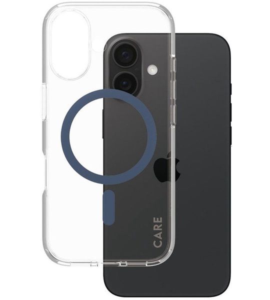 CARE Flagship Case Urban Combat Met Blauw Magsafe Telefoonhoesje Voor Apple Iphone 2024 6.1'' Transparant