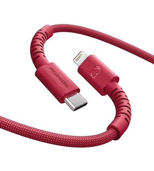 Fresh 'n Rebel Flexwave Silicone Braided Usb-c Naar Lightning Usb-kabel 2 M Berry Red