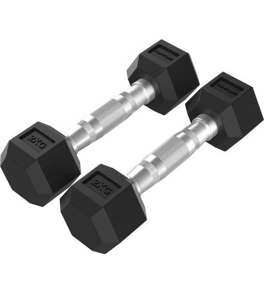 Tunturi Platinum Hexa Dumbbell Set - Rubber - 2x 2kg - Zwart