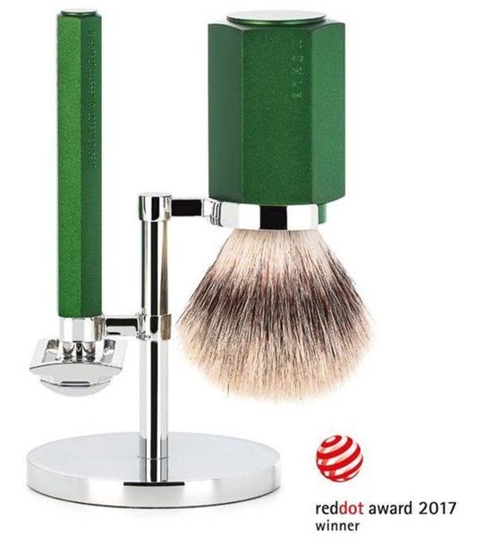MÜHLE -Scheerset Hexagon - Forest - Saf.Razor - Silvertip Fibre