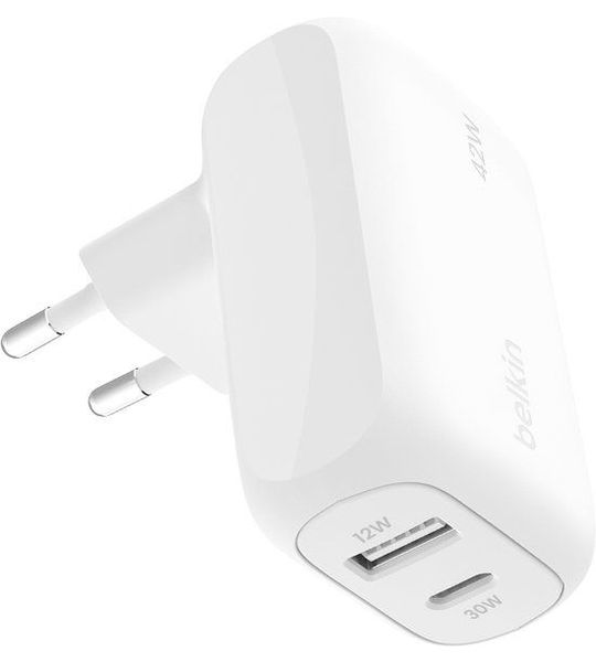Belkin Boost Charge 42w - 30w Usb-c Pd 12w Usb-a Dual Wall Charger Wit Thuislader