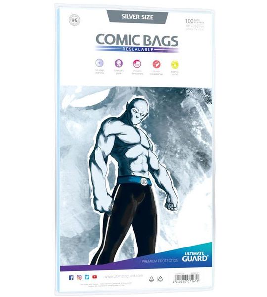 Ultimate Guard Comic Bags Resealable Silver Size (100x) [UGD020003]