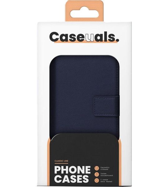 Caseuals Genuine Leather Wallet Bookcase Apple Iphone 14 - Blauw