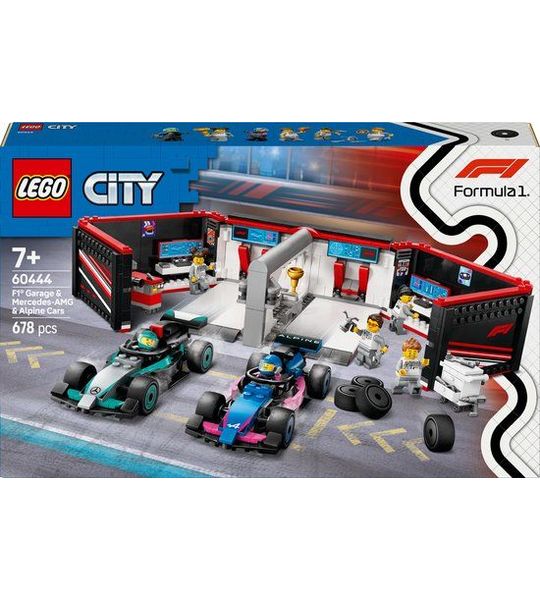 LEGO City F1 garage met Mercedes-AMG en Alpine auto's - 60444