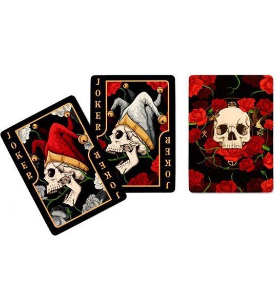Kaartspel/Speelkaarten - Skulls & Roses Thema - 8.5x6cm