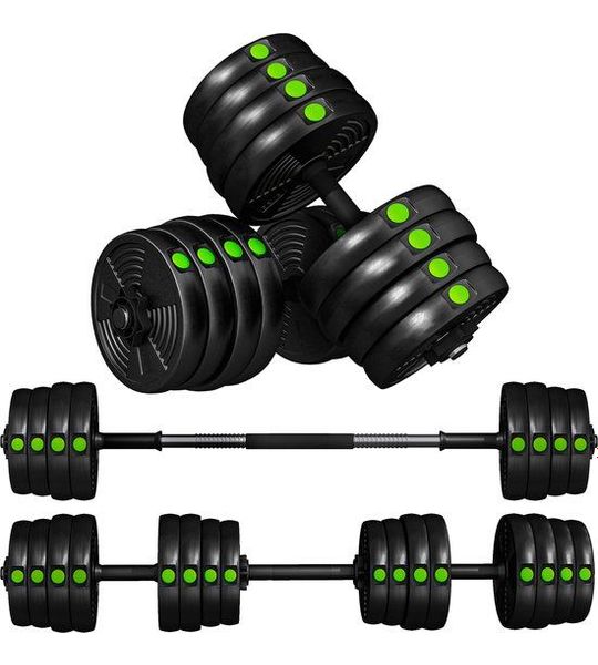 SPORTNOW Halterstang Set Staal, Kunststof 105L x 20B x 20H cm Zwart+Groen